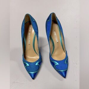 Nicholas Kirkwood suede wave ocean heels